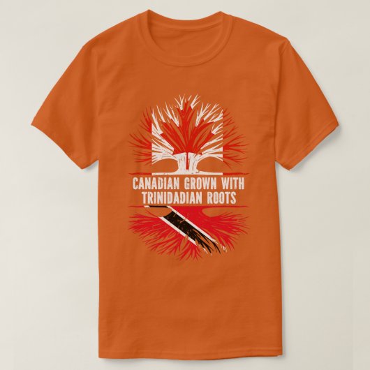 Canadees geteeld met Trinidad Roots Canada Vlag T-shirt (Design voorkant)