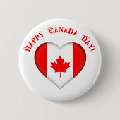 Canadees hart Gelukkige Canada Dag Ronde Button 5,7 Cm (Voorkant)