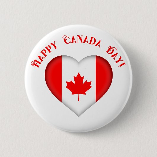 Canadees hart Gelukkige Canada Dag Ronde Button 5,7 Cm (Voorkant)