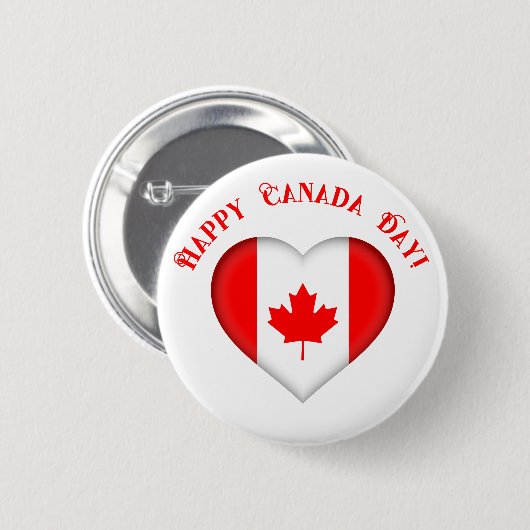 Canadees hart Gelukkige Canada Dag Ronde Button 5,7 Cm (Voorkant /achterkant)