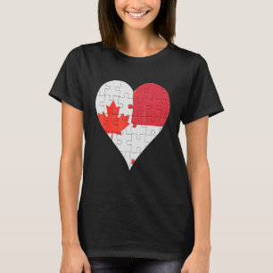 Canadees Indonesisch vlaggenhart T-shirt