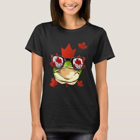 Canadees kikkermanboom Leaf Canada Flag Animal F T-shirt (Voorkant)