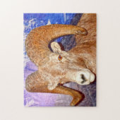 Canadees lang hoornschaap. legpuzzel (Verticaal)