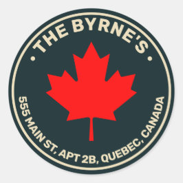 Canadees leder-adres van de Rode Maple Ronde Sticker