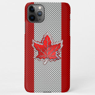 Canadees leder van de Rode Maple op koolstofvezel iPhone 11Pro Max Hoesje