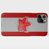 Canadees leder van de Rode Maple op koolstofvezel iPhone Hoesje (Achterkant horizontaal)