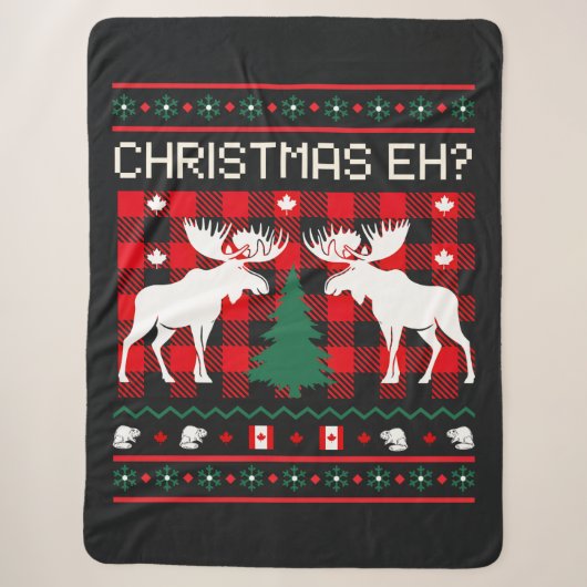 Canadees lelijk kersttrui ontwerp sherpa deken (Voorkant)