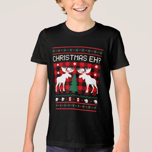 Canadees lelijk kersttrui ontwerp Tri-Blend shirt (Voorkant)
