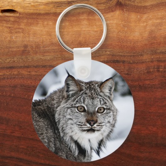Canadees Lynx in de sneeuw Sleutelhanger (Voorkant)