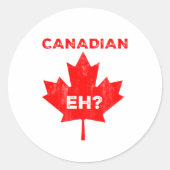 Canadees? Maple Leaf Ronde Sticker (Voorkant)