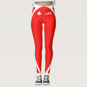 Canadees mappenblad op rood (omgekeerd) leggings