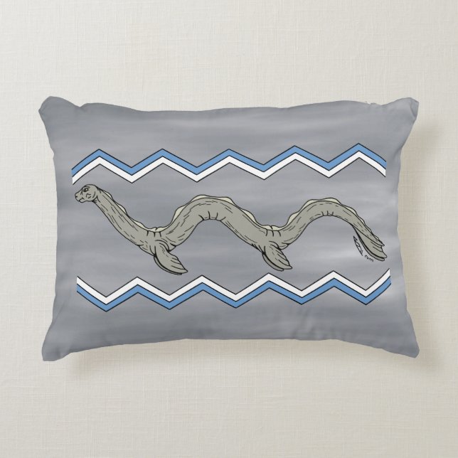 Canadees meer monster en zigzags accent kussen (Voorkant)