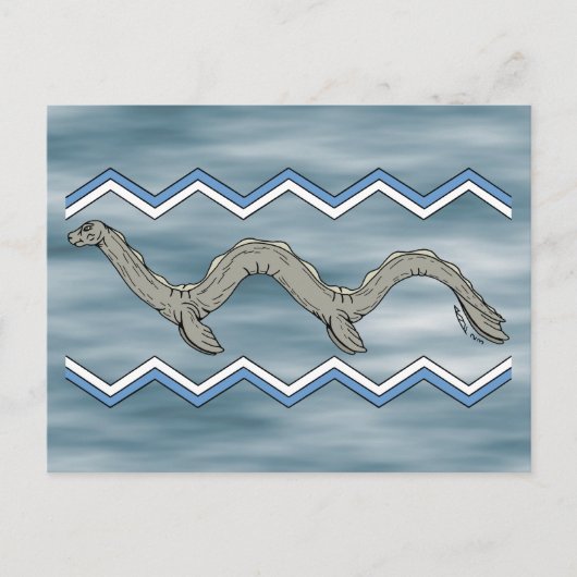 Canadees meer monster en zigzags briefkaart (Voorkant)