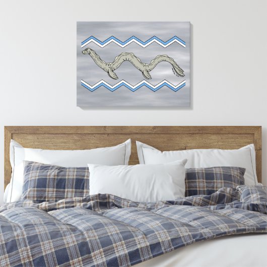 Canadees meer monster en zigzags canvas afdruk (Insitu (Slaapkamer))
