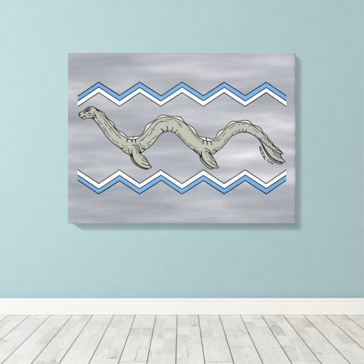 Canadees meer monster en zigzags canvas afdruk (Insitu (Houten vloer))