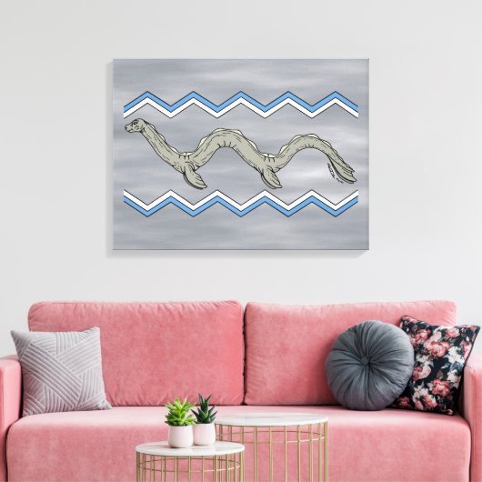 Canadees meer monster en zigzags canvas afdruk (Insitu (Woonkamer))