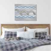 Canadees meer monster en zigzags canvas afdruk (Insitu (Slaapkamer))