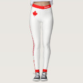 Canadees Meisje Maple op Rood en Wit Leggings (Voorkant)