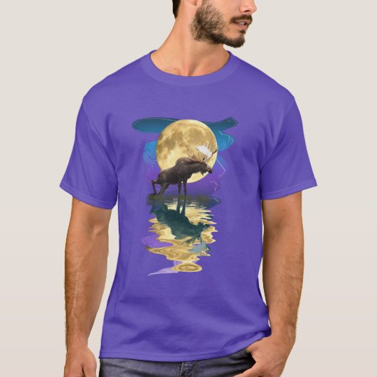 Canadees Moose & Moon Wildlife Art Shirt (Voorkant)