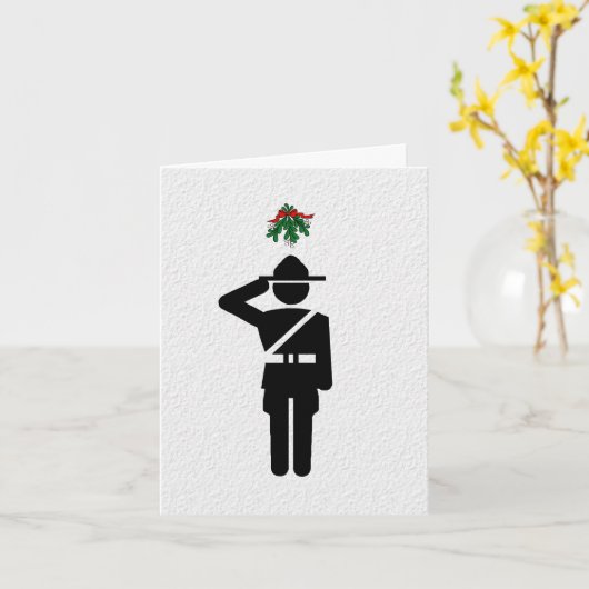 Canadees mountie-pictogram en Mistletoe-kerstKaart Kaart (Gele Bloem)
