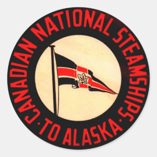 Canadees Nationaal Steamship naar Alaska Ronde Sticker