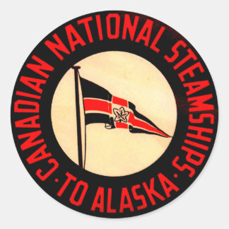 Canadees Nationaal Steamship naar Alaska Ronde Sticker