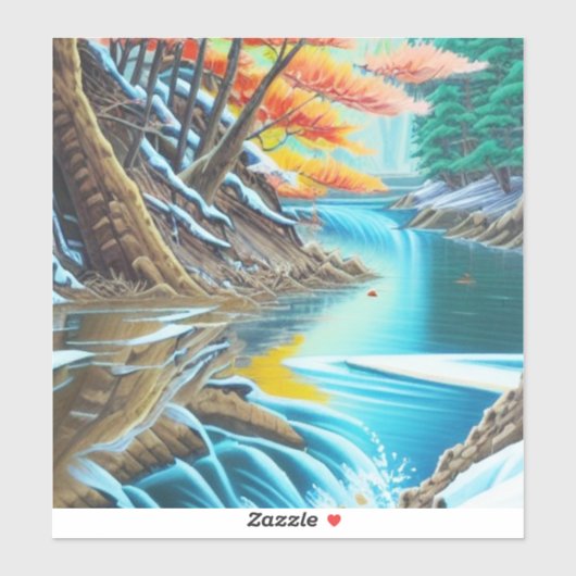 Canadees Natuur olieverf dat het sluimerende lands Sticker (Vel)