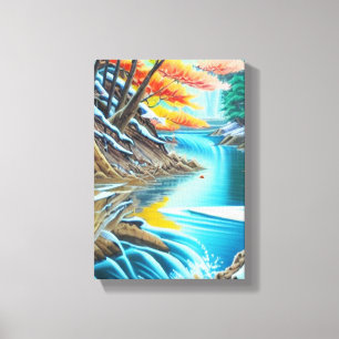 Canadees Natuur olieverf - verbluffend landschap Canvas Afdruk