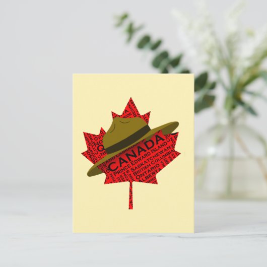 Canadees Pet op de rode Maple Leaf Briefkaart (Staand voorkant)