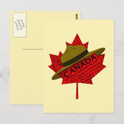 Canadees Pet op de rode Maple Leaf Briefkaart (Voorkant / Achterkant)