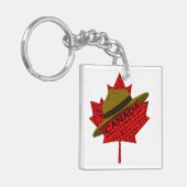Canadees Pet op de rode Maple Leaf Sleutelhanger (Voorkant Links)