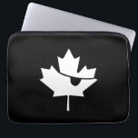 Canadees piraatzwart en wit mappenblad laptop sleeve<br><div class="desc">Canadees piraatzwart en wit mappenblad</div>