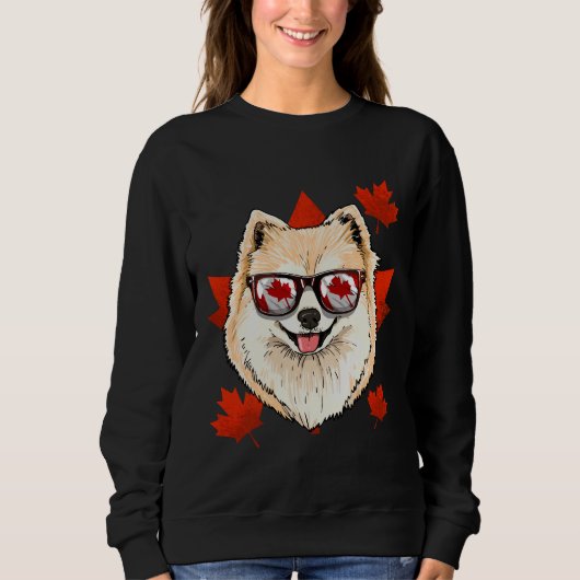 Canadees pommern Dog Maple Leaf Patriotic Canad Trui (Voorkant)