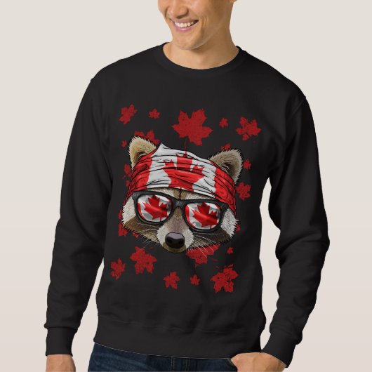 Canadees Raccoon Patriotic Canada Flag Maple Leaf Trui (Voorkant)