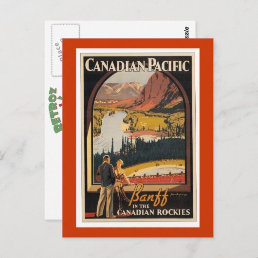 Canadees Rockies Travel Poster Vert Briefkaart (Voorkant / Achterkant)