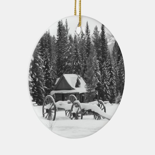 Canadees Rocky Mountains Winter Wonderland Keramisch Ornament (Rechts)
