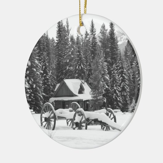 Canadees Rocky Mountains Winter Wonderland Keramisch Ornament (Links)