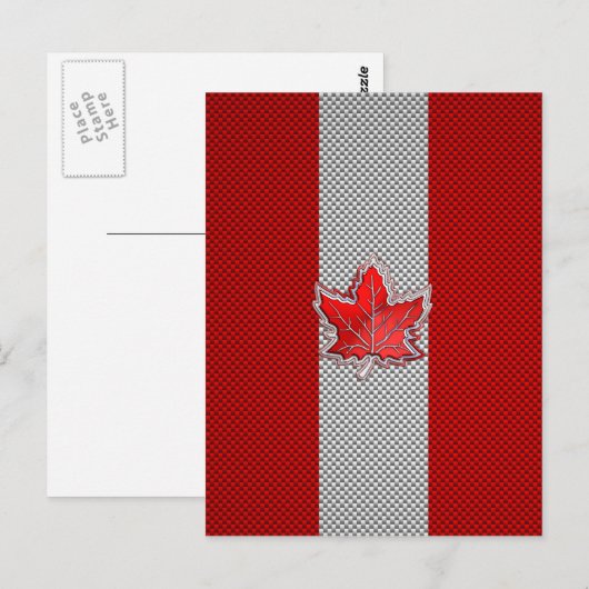 Canadees Rode Maple Leaf over koolstofvezel Briefkaart (Voorkant / Achterkant)