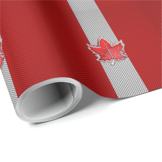 Canadees Rode Maple Leaf over koolstofvezel Cadeaupapier (Rol Hoek)