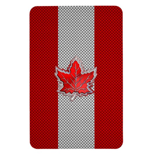 Canadees Rode Maple Leaf over koolstofvezel Magneet (Verticaal)