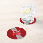 Canadees Rode Maple Leaf over koolstofvezel Ronde Kartonnen Onderzetter (Insitu)