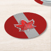 Canadees Rode Maple Leaf over koolstofvezel Ronde Kartonnen Onderzetter (Gebogen)
