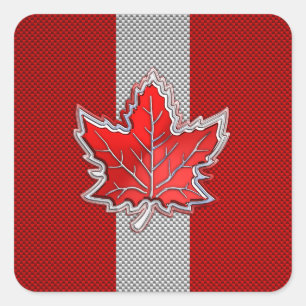 Canadees Rode Maple Leaf over koolstofvezel Vierkante Sticker