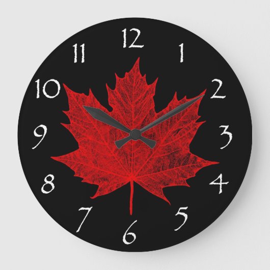 Canadees Rode Maple Leaf/Red en Black Grote Klok (Voorkant)