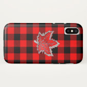 Canadees rood esdoornblad op buffel geruite patroo Case-Mate iPhone case (Achterkant (horizontaal))