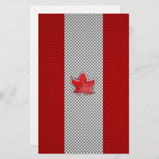Canadees rood manleder in koolstofvezel briefpapier (Voorkant / Achterkant)