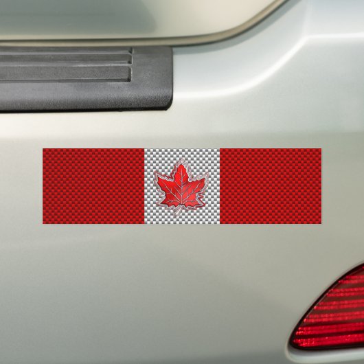 Canadees rood manleder in koolstofvezel bumpersticker (Op auto)