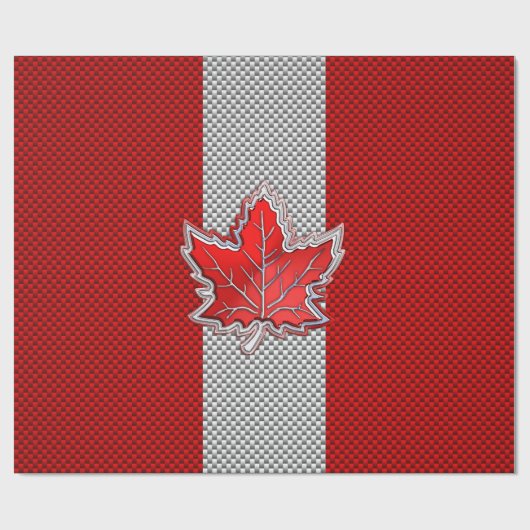 Canadees rood manleder in koolstofvezel cadeaupapier (Vlak)