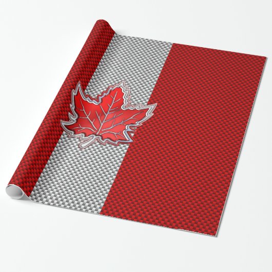 Canadees rood manleder in koolstofvezel cadeaupapier (Uitgerold)