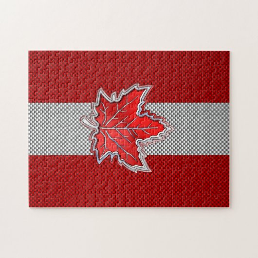 Canadees rood manleder in koolstofvezel legpuzzel (Horizontaal)